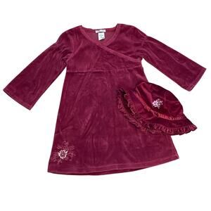 Carters Girls Holiday Velvet Dress 3T Toddlers With Hat Fall Party